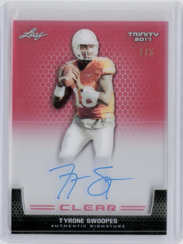 2017 Leaf Trinity Tyrone Swoopes AU SN5 #CA-TS1 Longhorns Clear Autographs Red