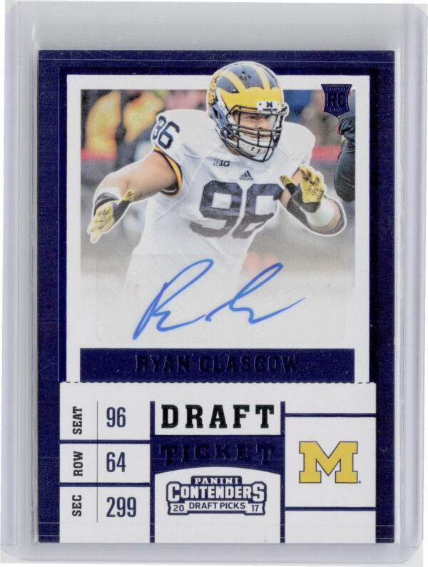 2017 Panini Contenders Draft Picks Ryan Glasgow Blue Foil AU #243 Wolverines