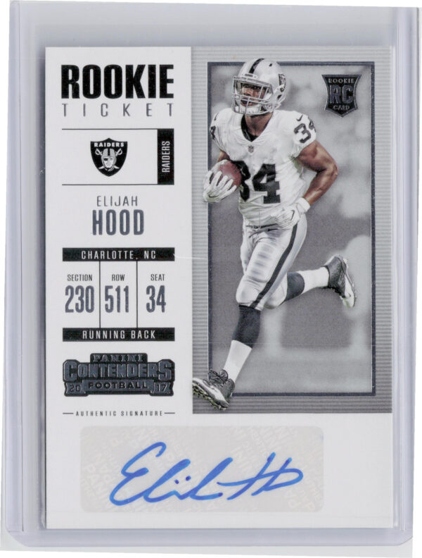 2017 Panini Contenders Elijah Hood AU RC #117 Raiders