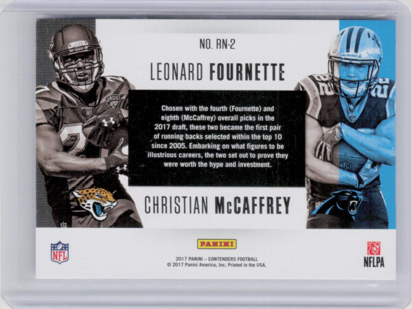 2017 Panini Contenders Leonard Fournette / Christian McCaffrey #RN-2 Panthers Ro - Image 3