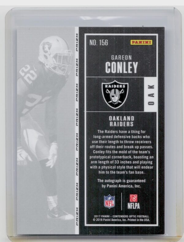 2017 Panini Contenders Optic Gareon Conley AU RC #156 Raiders - Image 3