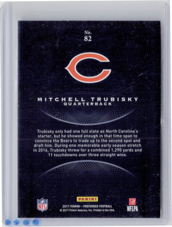 2017 Panini Crown Royale Mitchell Trubisky RC #82 Bears - Image 3