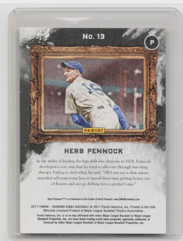 2017 Panini Diamond Kings Herb Pennock Framed Red SN99 #13 Yankees - Image 3