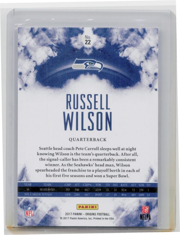 2017 Panini Origins Russell Wilson Orange SN150 #22 Seahawks - Image 3