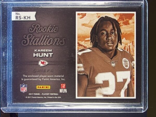 2017 Panini Playoff Kareem Hunt JSY #RS-KH Chiefs Rookie Stallions Hail Mary - Image 3