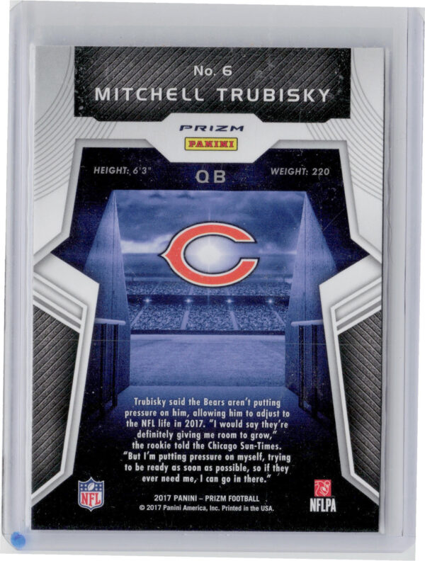 2017 Panini Prizm Mitchell Trubisky #6 Bears Rookie Introductions Prizm - Image 3