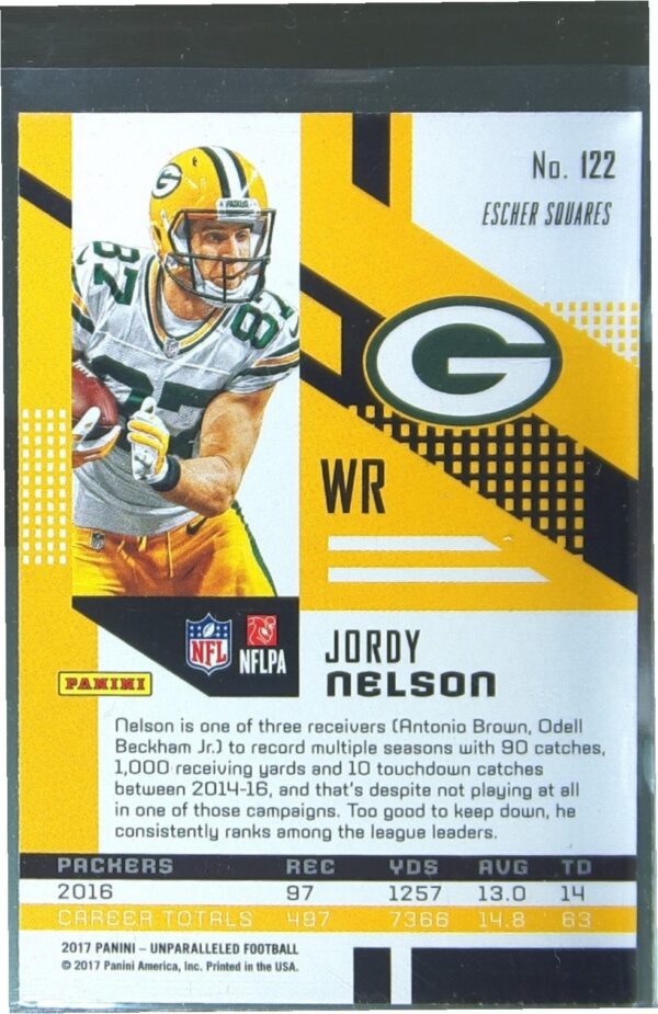2017 Panini Unparalleled Jordy Nelson Lime Green #122 Packers - Image 3