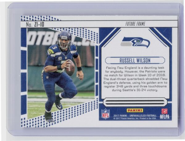 2017 Panini Unparalleled Russell Wilson #ZI-10 Seahawks Zoned In - Image 3
