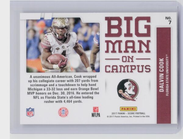 2017 Score Dalvin Cook #7 Seminoles Big Man on Campus - Image 3