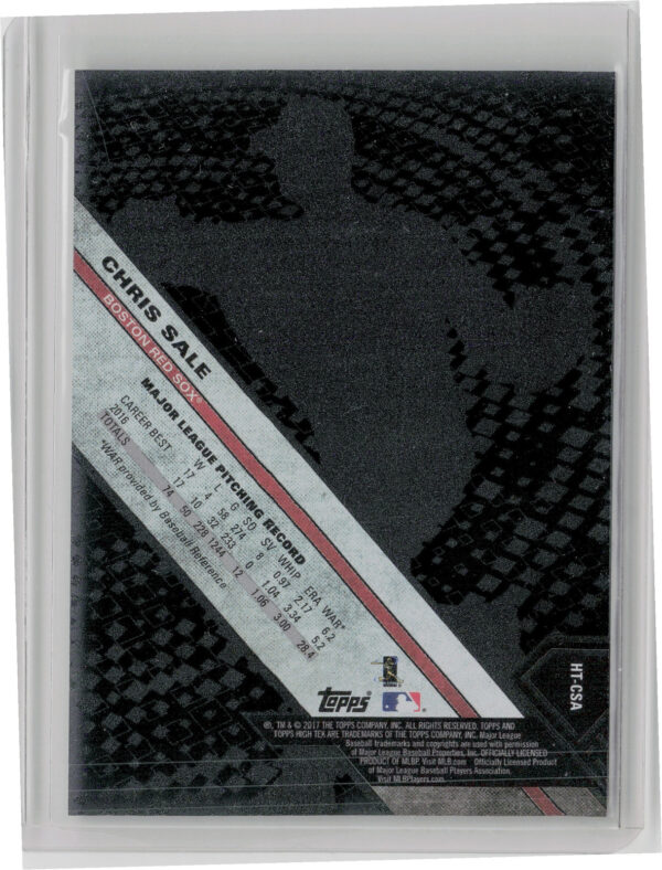 2017 Topps High Tek Chris Sale Blackout #HT-CSA Sox - Image 3