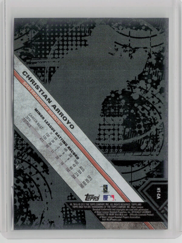 2017 Topps High Tek Christian Arroyo Blackout #HT-CA Giants - Image 3