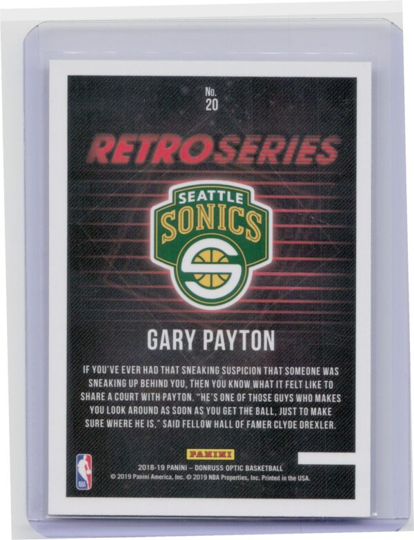 2018-19 Donruss Optic Gary Payton #20 SuperSonics Retro Series - Image 3