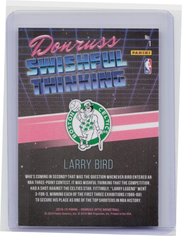 2018-19 Donruss Optic Larry Bird #1 Celtics Swishful Thinking Holo - Image 3