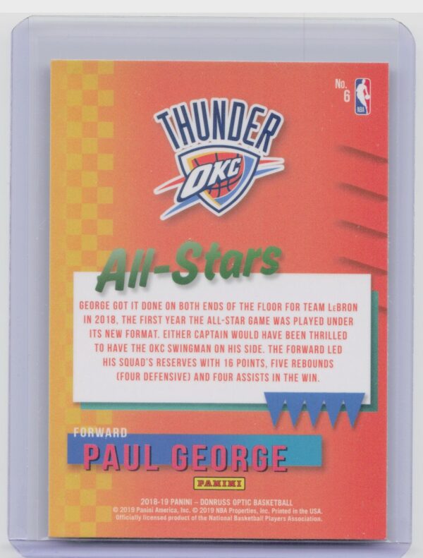 2018-19 Donruss Optic Paul George #6 Thunder All Stars - Image 3
