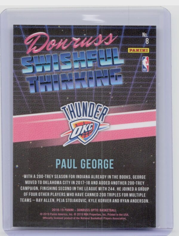 2018-19 Donruss Optic Paul George #8 Thunder Swishful Thinking - Image 3