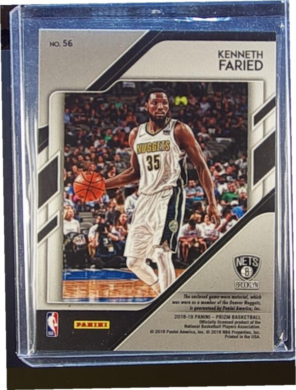 2018-19 Prizm Kenneth Faried JSY #56 Nets Sensational Swatches - Image 3