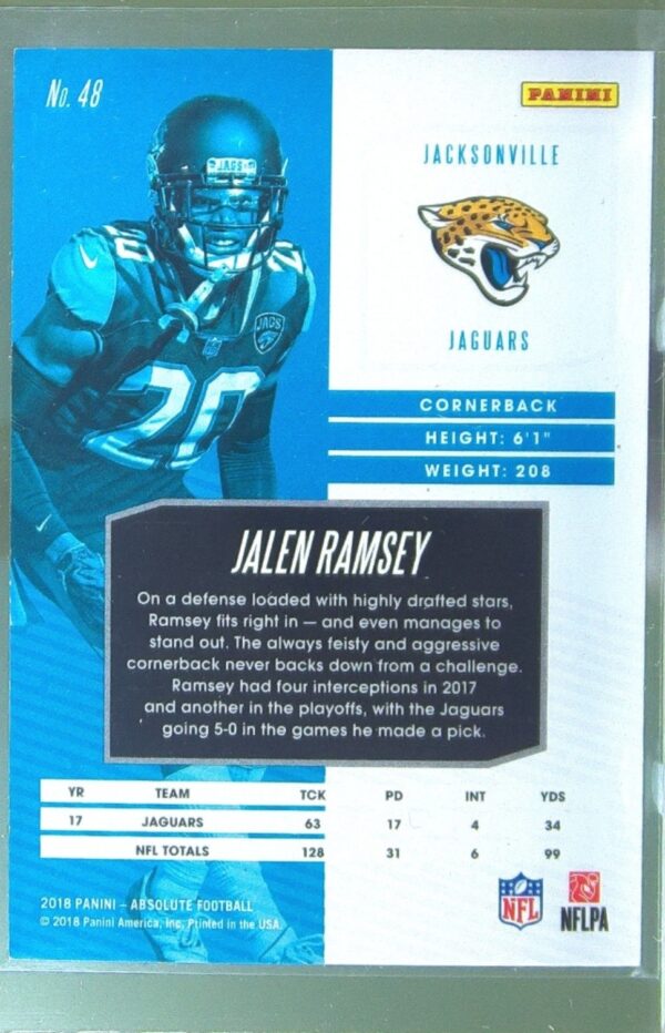 2018 Absolute Jalen Ramsey Spectrum Red /100 #48 Jaguars - Image 3
