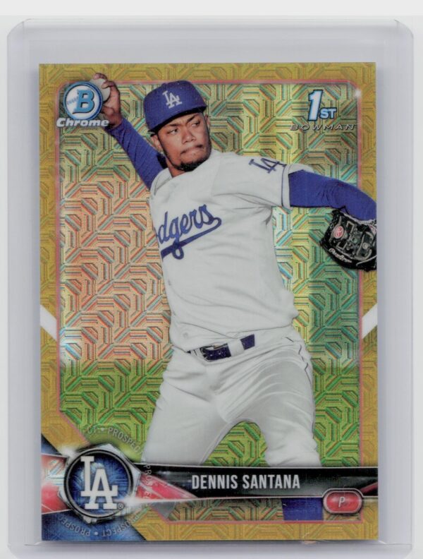 2018 Bowman Dennis Santana SN50 #BCP36 Dodgers Chrome Prospects Mojo Refractor G