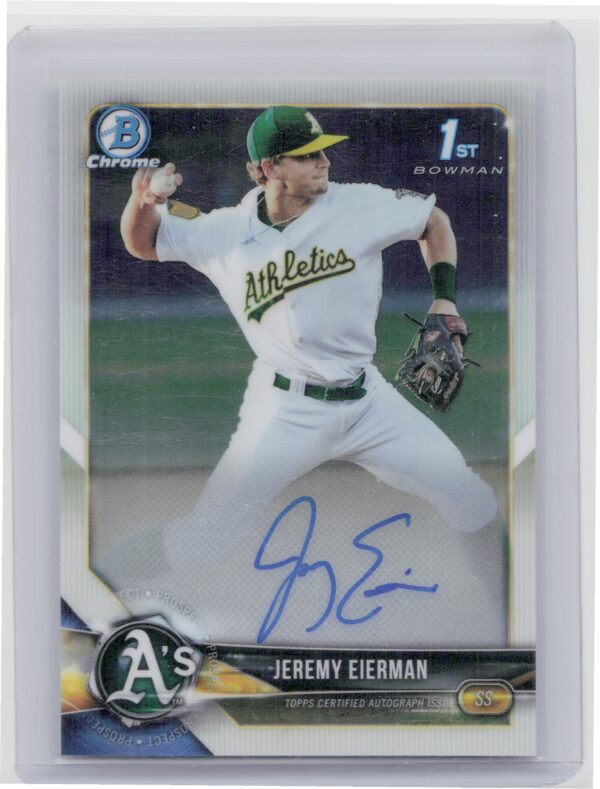 2018 Bowman Draft Jeremy Eierman AU #CDA-JE Athletics Chrome Draft Pick Autograp