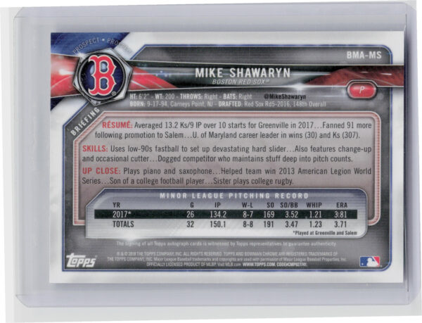 2018 Bowman Mike Shawaryn AU #BMA-MS Sox Chrome Mega Autographs - Image 3