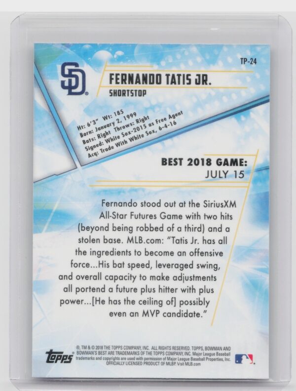 2018 Bowman's Best Fernando Tatis Jr. #TP-24 Padres - Image 3