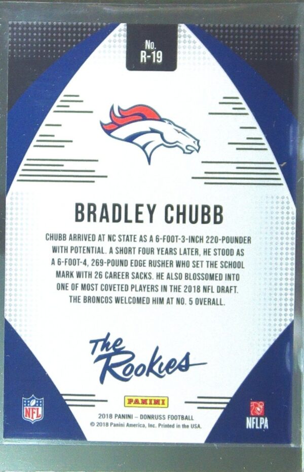 2018 Donruss Bradley Chubb RC #R-19 Broncos The Rookies - Image 3