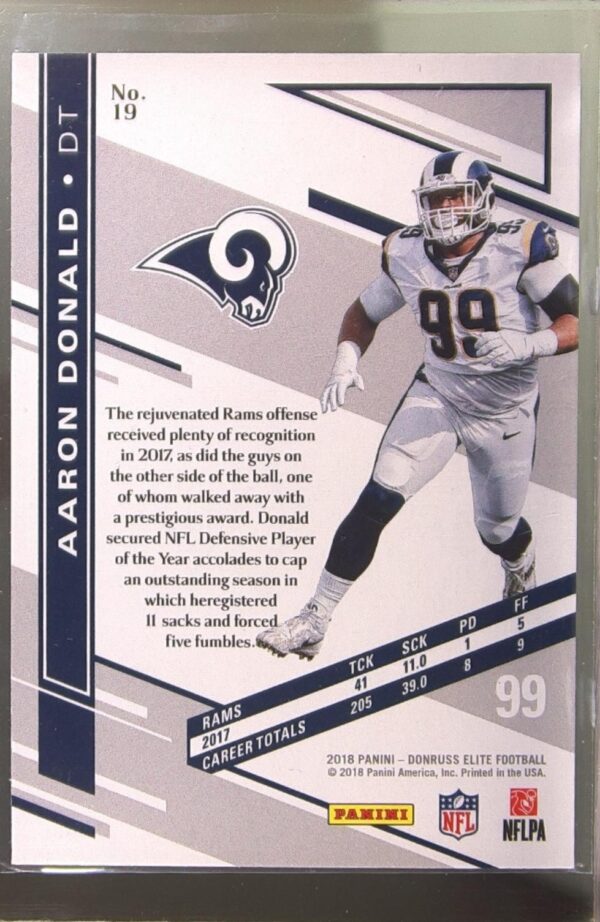 2018 Donruss Elite Aaron Donald #19 Rams - Image 3
