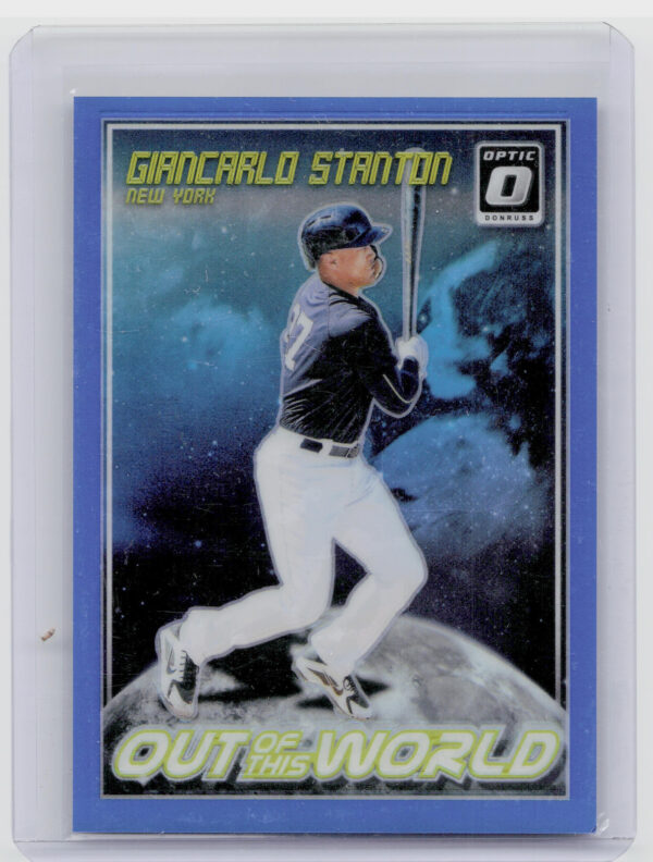 2018 Donruss Optic Giancarlo Stanton SN149 #OW6 Yankees Out of This World Blue