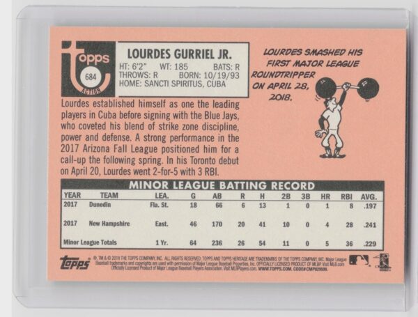 2018 Heritage Lourdes Gurriel Jr. SP VAR #684 Jays - Image 3