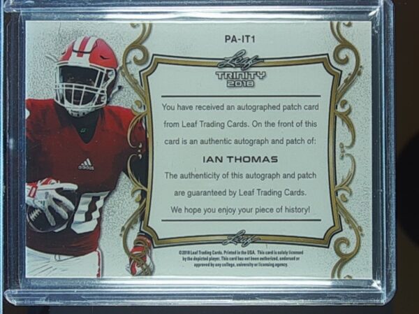 2018 Leaf Trinity Ian Thomas AUTO /25 JSY #PA-IT1 Hoosiers Patch Auto Blue - Image 3