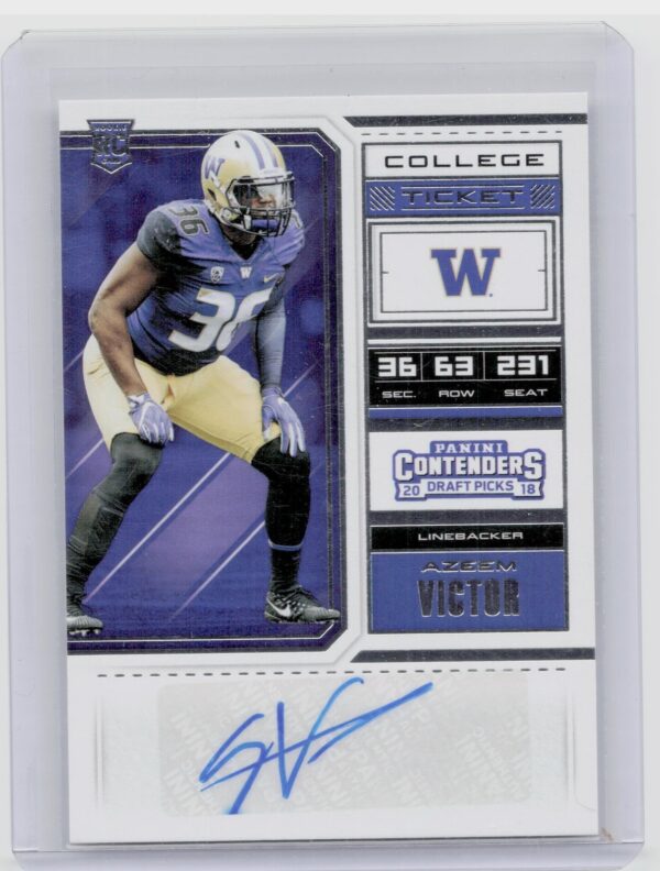 2018 Panini Contenders Draft Picks Azeem Victor AU #238 Huskies