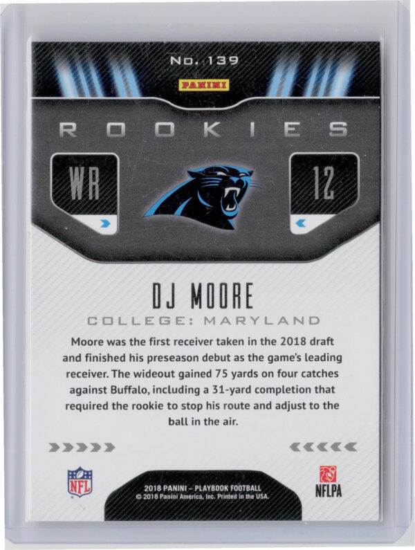 2018 Panini Playbook DJ Moore Green SN25 #139 Panthers - Image 3