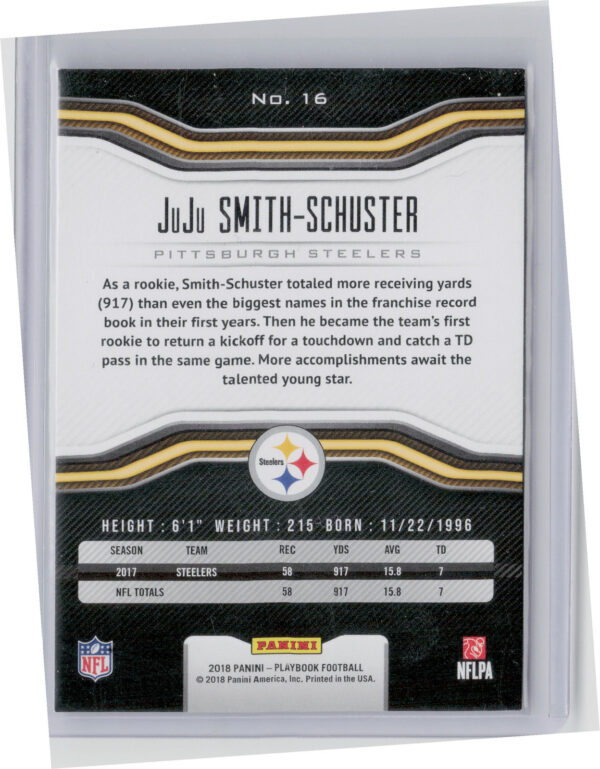2018 Panini Playbook JuJu Smith-Schuster Platinum SN49 #16 Steelers - Image 3