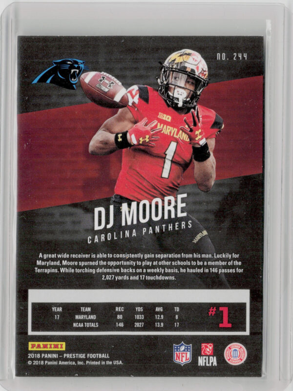 2018 Panini Prestige D.J. Moore #244 Panthers - Image 3