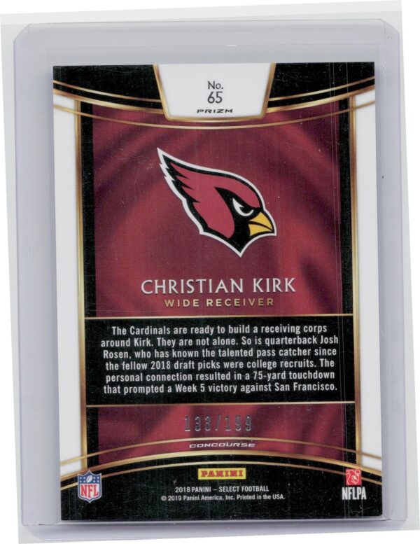 2018 Panini Select Christian Kirk Tri Color Prizm SN199 #65 Cardinals - Image 3