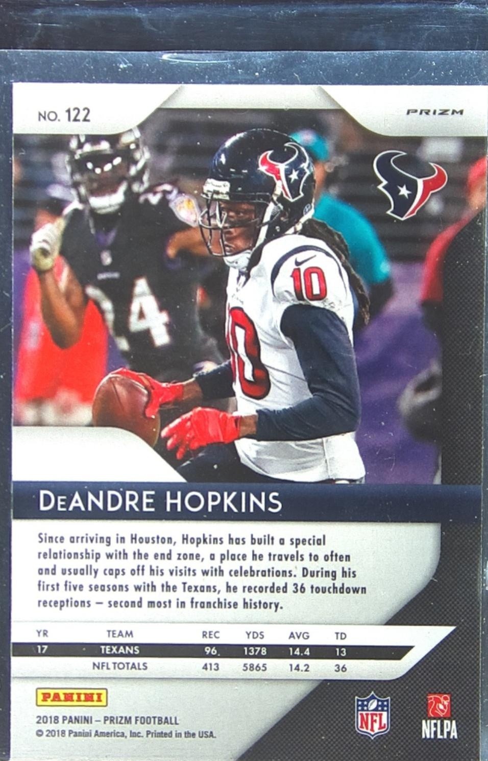 2018 Prizm DeAndre Hopkins Prizm Red White and Blue #122 Texans - Image 3