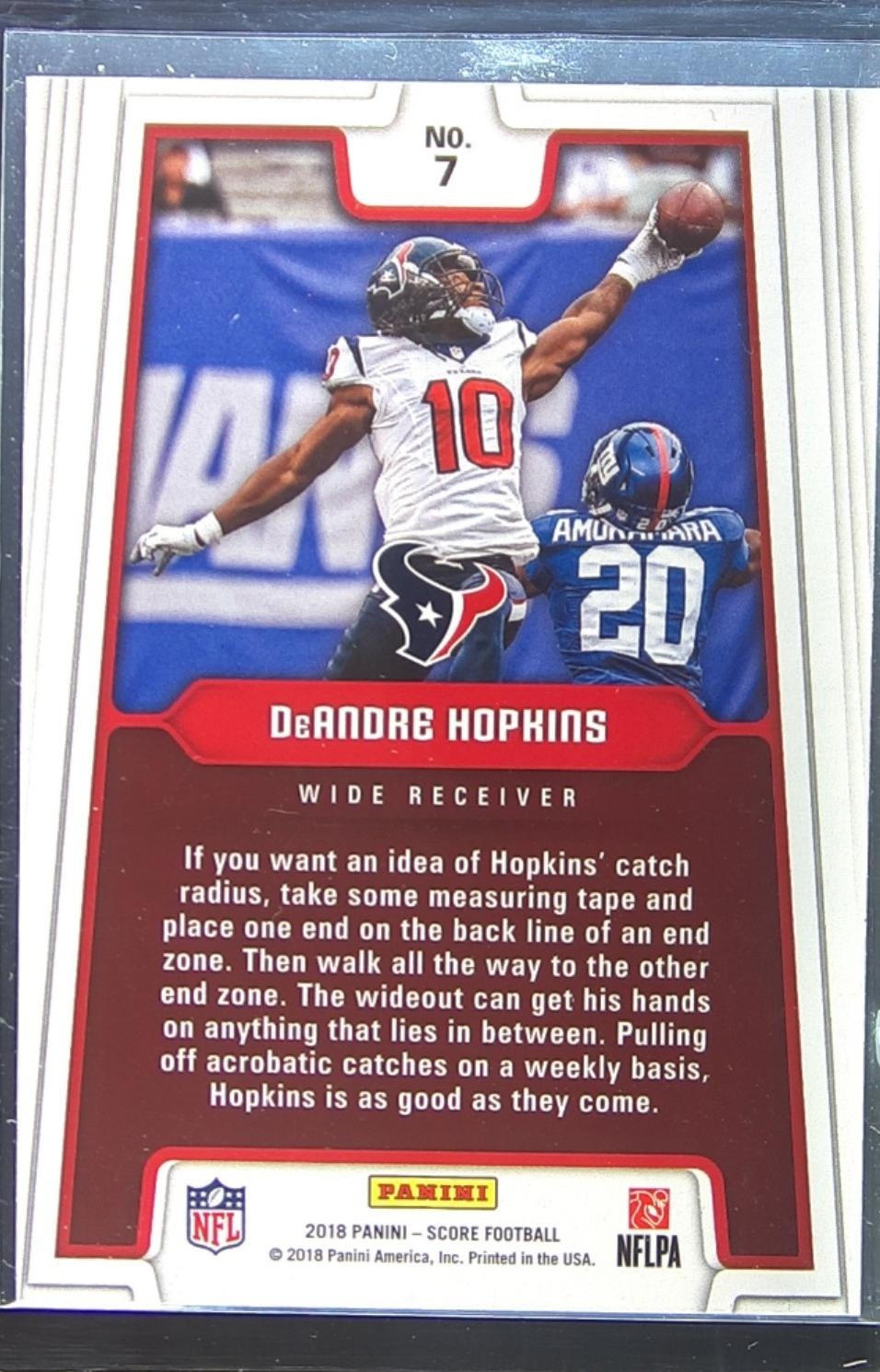 2018 Score DeAndre Hopkins #7 Texans All Hands Team - Image 3