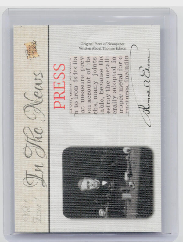 2018 The Bar Pieces of the Past Hybrid Edition:  In The News Thomas Edison
