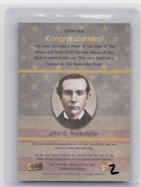 2018 The Bar Pieces of the Past Momentos Edition:  John D. Rockefeller - Image 3
