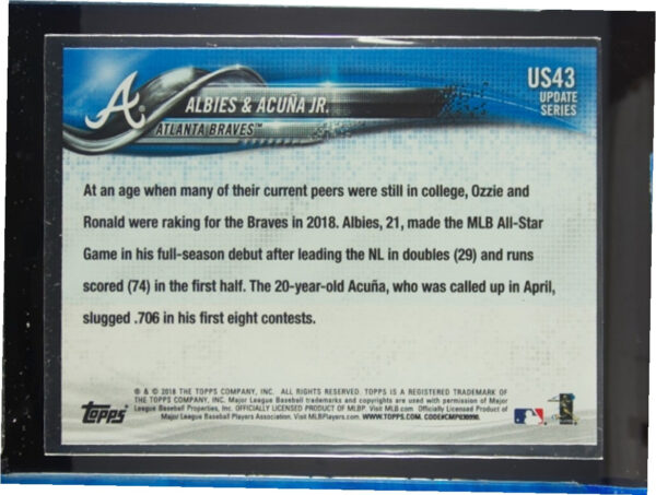 2018 Topps Update The Future Is Bright (Ronald Acuna Jr. / Ozzie Albies) #US43 B - Image 3