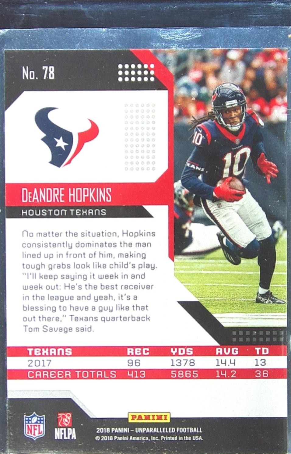 2018 Unparalleled DeAndre Hopkins #78 Texans - Image 3