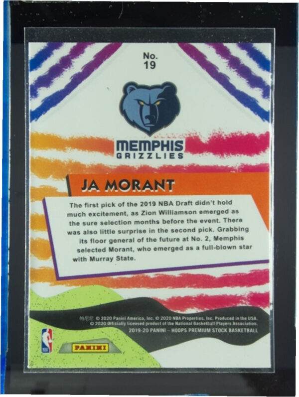 2019-20 Hoops Premium Stock Ja Morant #19 Grizzlies We Got Next - Image 3