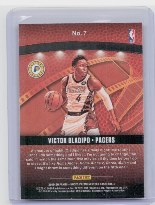 2019-20 Hoops Premium Stock Victor Oladipo #7 Pacers Lights Camera Action - Image 3