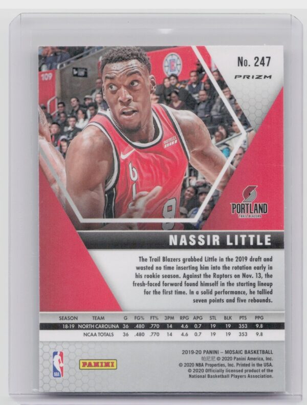 2019-20 Panini Mosaic Nassir Little Reactive Blue #247 Blazers - Image 3