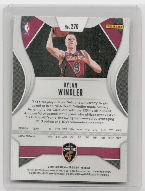 2019-20 Panini Prizm Dylan Windler RC #270 Cavaliers - Image 3