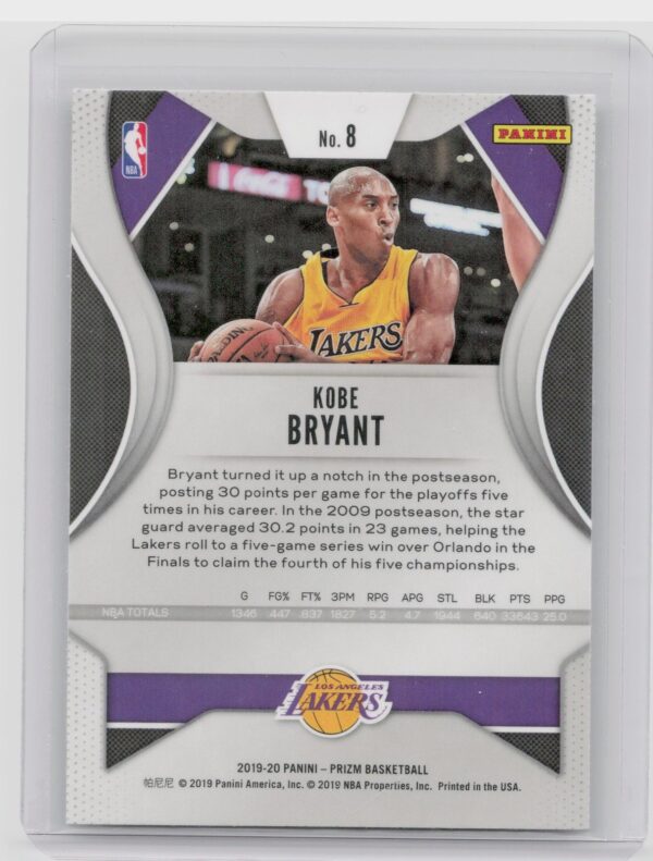 2019-20 Prizm Kobe Bryant #8 Lakers - Image 3