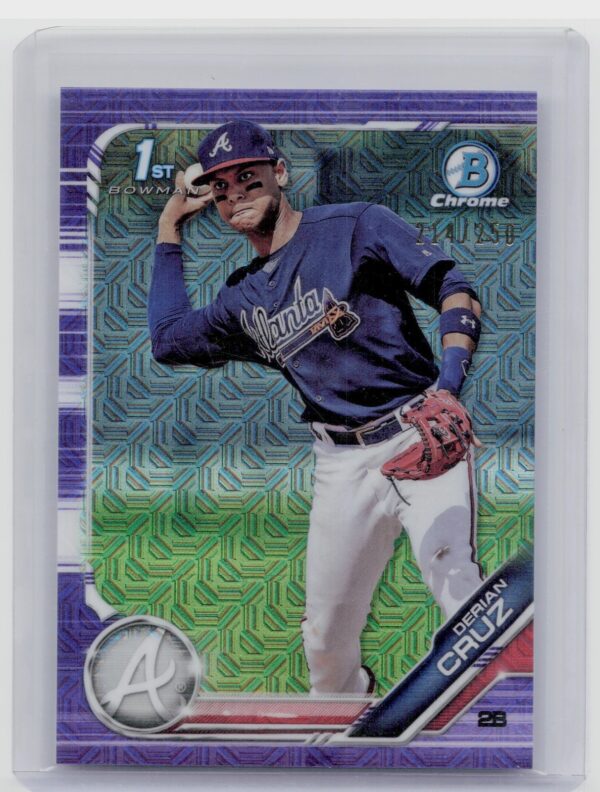 2019 Bowman Derian Cruz SN250 #BCP-11 Braves Mojo Refractors Purple