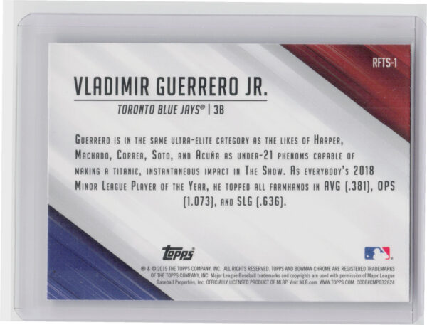 2019 Bowman Vladimir Guerrero Jr. #RFTS-1 Jays Ready for the Show - Image 3