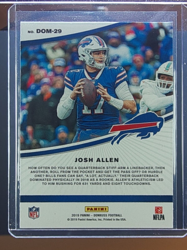 2019 Donruss Josh Allen #DOM-29 Bills Dominators - Image 3