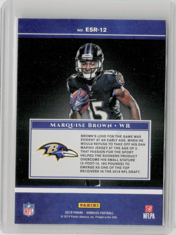 2019 Donruss Marquise Brown #ESR-12 Ravens Elite Series Rookies - Image 3